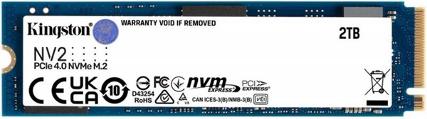 Накопичувач SSD 2TB M.2 NVMe Kingston NV2 M.2 2280 PCIe Gen4.0 x4 (SNV2S/2000G) SNV2S/2000G фото