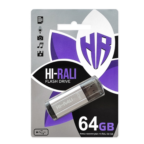 Флеш-накопичувач USB 64GB Hi-Rali Stark Series Silver (HI-64GBSTSL) HI-64GBSTSL фото
