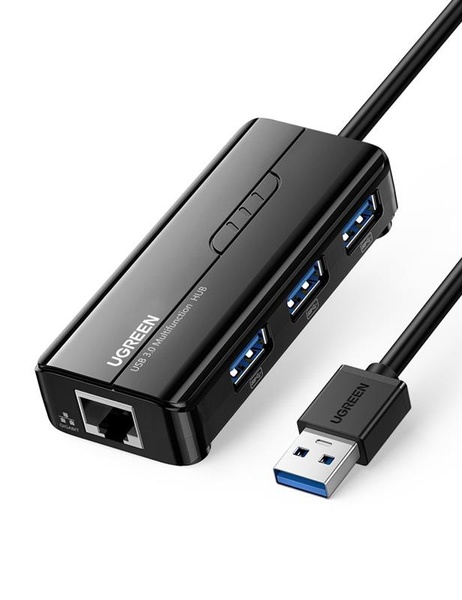 Концентратор USB 3.0 Ugreen 3xUSB 3.0 + RJ45 1000M Ethernet, Black (20265) 20265 фото