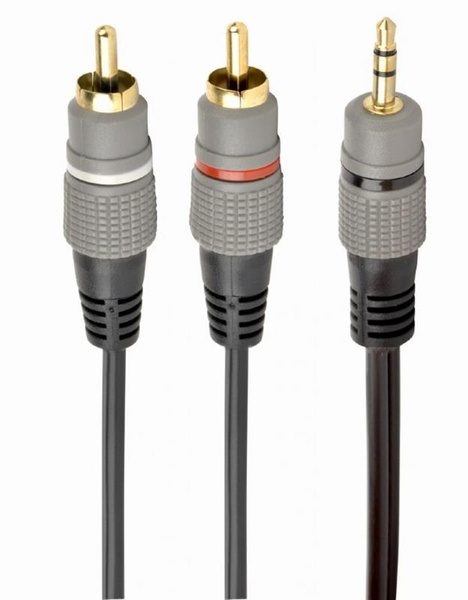 Аудіо-кабель Cablexpert 2хRCA - 3.5 мм (M/M), 10 м, чорний (CCA-352-10M) CCA-352-10M фото