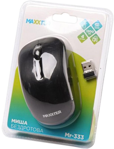 Мишка бездротова Maxxter Mr-333 Black USB Mr-333 фото