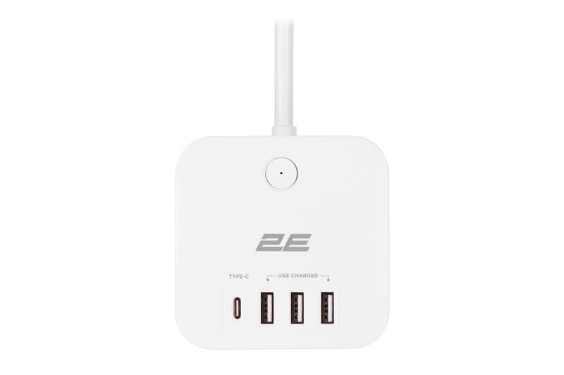 Мережевий адаптер 2E 3XSchuko із захистом від імпульсних стрибків напруги, 3*USB-A, 1*USB-C, 1.5м, white (2E-ADC331WH) 2E-ADC331WH фото