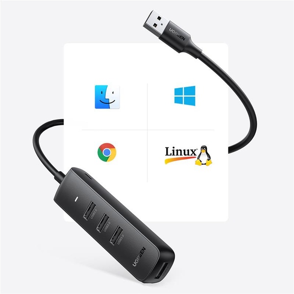 Концентратор USB 3.2 Ugreen CM416 4xUSB 3.2, Black (80657) 80657 фото