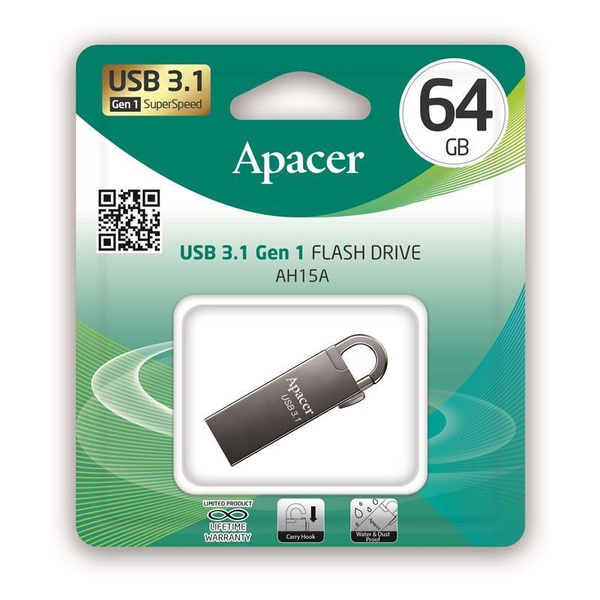 Флеш-накопичувач USB3.1 64GB Apacer AH15A Black (AP64GAH15AA-1) AP64GAH15AA-1 фото