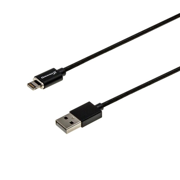 Кабель Grand-X USB-Lightning, магнітний, 1м, Black (MG-01L) MG-01L фото