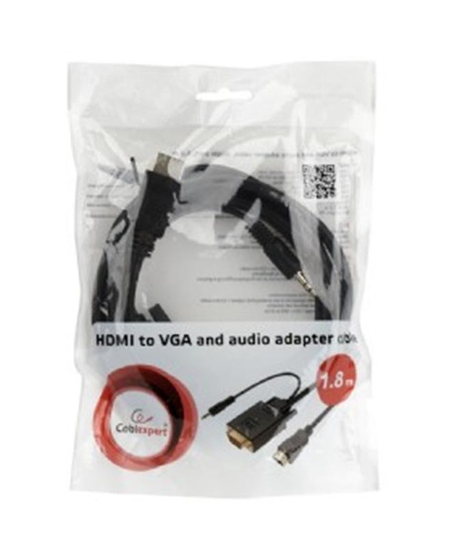 Кабель Cablexpert (A-HDMI-VGA-03-6) HDMI-VGA-3.5мм, 1.8м A-HDMI-VGA-03-6 фото