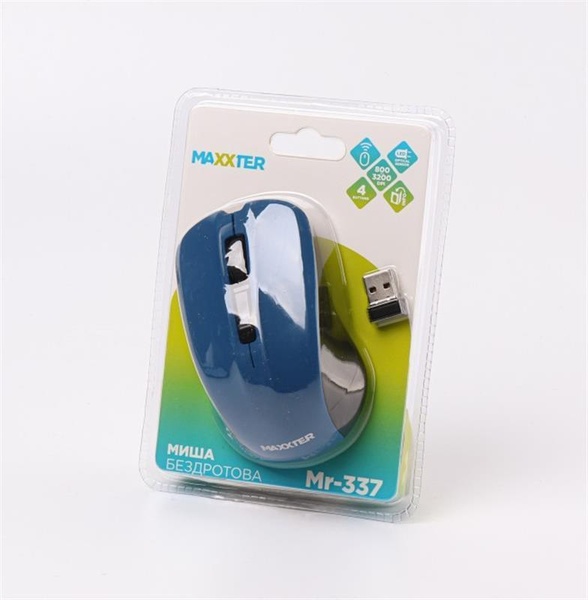 Мишка бездротова Maxxter Mr-337-Bl Blue USB Mr-337-Bl фото