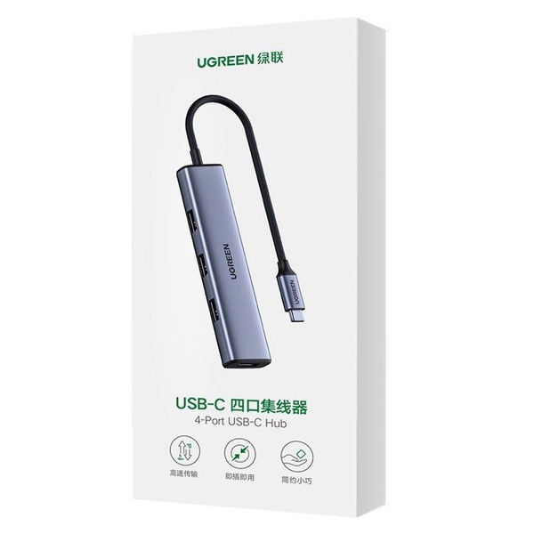 Концентратор USB Type-C Ugreen CM473 4xUSB 3.2, Gray (20841) 20841 фото