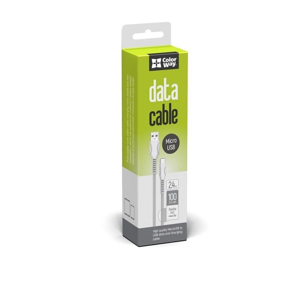 Кабель ColorWay USB-microUSB (line-drawing), 2.4А, 1м, White (CW-CBUM028-WH) CW-CBUM028-WH фото
