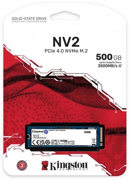Накопичувач SSD 500GB M.2 NVMe Kingston NV2 M.2 2280 PCIe Gen4.0 x4 (SNV2S/500G) SNV2S/500G фото