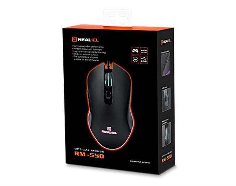 Мишка REAL-EL RM-550 Black USB EL123200027 фото