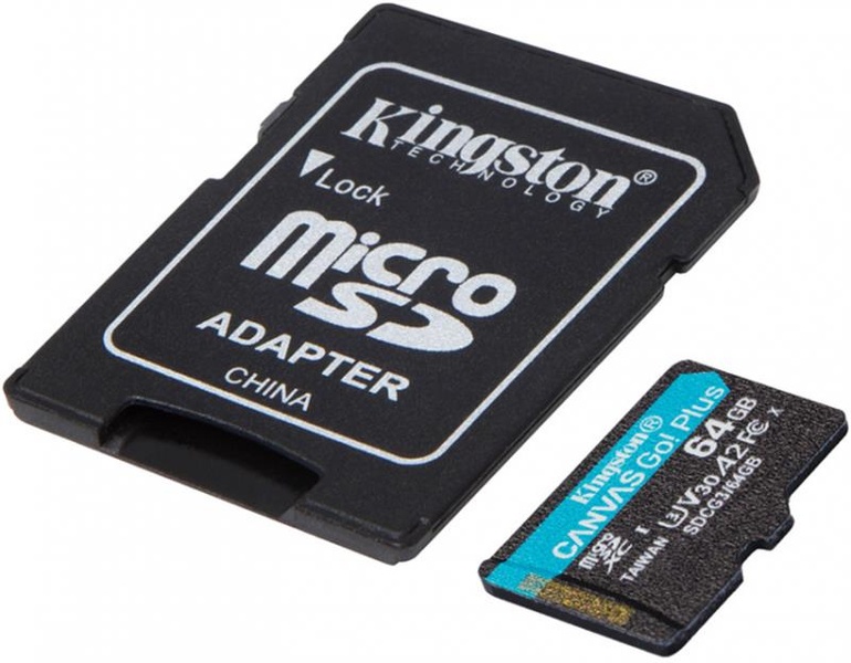Карта пам`яти MicroSDXC 64GB UHS-I/U3 Class 10 Kingston Canvas Go! Plus R170/W70MB/s + SD-адаптер (SDCG3/64GB) SDCG3/64GB фото