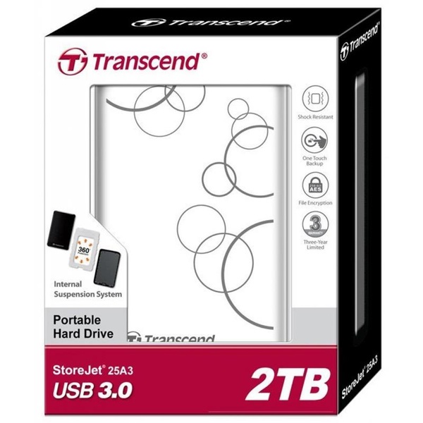 Зовнішній жорсткий диск 2.5" USB 2.0TB Transcend StoreJet (TS2TSJ25A3W) TS2TSJ25A3W фото