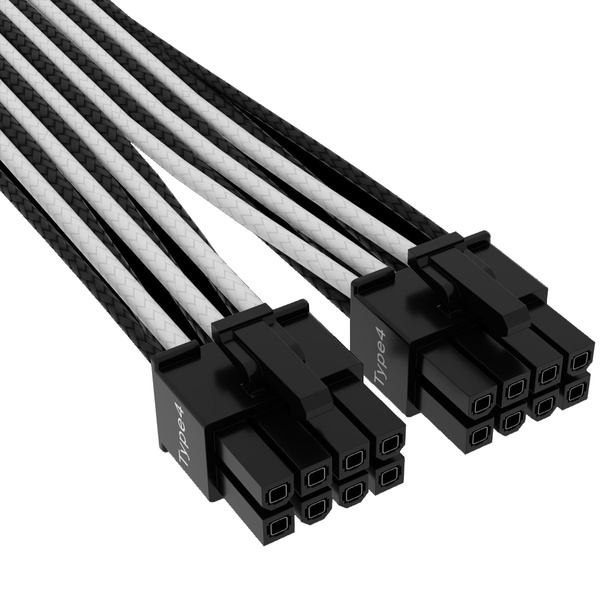 Кабель-перехідник Corsair Premium Individually Sleeved 12+4pin PCIe Gen 5 12VHPWR 600W cable, Type 4, WHITE/BLACK (CP-8920333) CP-8920333 фото