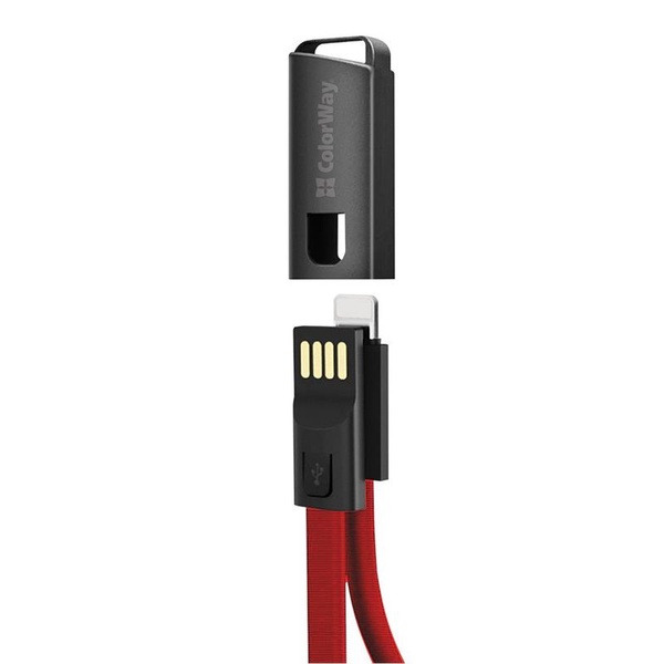 Кабель ColorWay USB-Lightning, 2.4А, 0.22м, Red (CW-CBUL021-RD) CW-CBUL021-RD фото