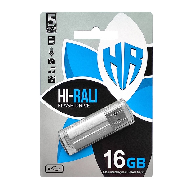 Флеш-накопичувач USB 16GB Hi-Rali Corsair Series Silver (HI-16GBCORSL) HI-16GBCORSL фото