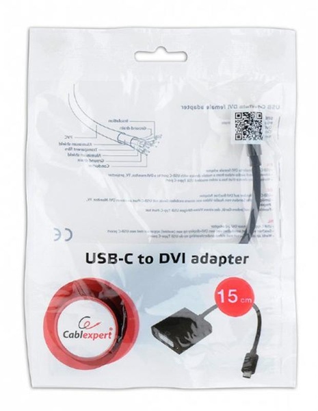Адаптер Cablexpert (A-CM-DVIF-01) USB3.1 Type C - DVI, 0.15 м, чорний A-CM-DVIF-01 фото
