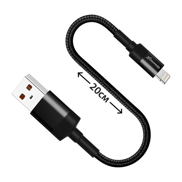 Кабель Grand-X USB-Lightning, Cu, 0.2м, Power Bank, Black (FM-20L) FM-20L фото
