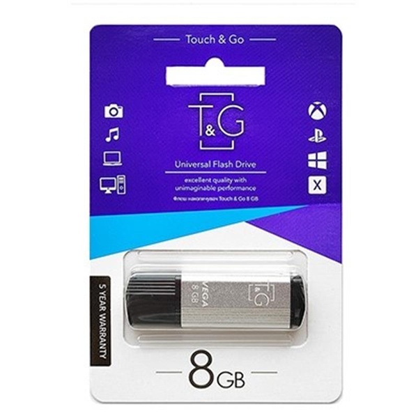 Флеш-накопичувач USB 8GB T&G 121 Vega Series Silver (TG121-8GBSL) TG121-8GBSL фото