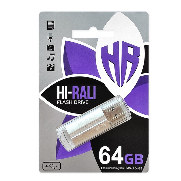 Флеш-накопичувач USB 64GB Hi-Rali Corsair Series Silver (HI-64GBCORSL) HI-64GBCORSL фото