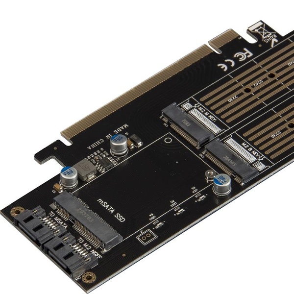 Контролер Frime (ECF-PCIEtoSSD009.LP) PCI-E-2хM.2 (B&M Key)+1хmSATA ECF-PCIEtoSSD009.LP фото