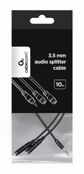 Аудіо-кабель Cablexpert 3.5 мм - 2х3.5 мм (M/F), 0.1 м, чорний (CCA-415-0.1M) CCA-415-0.1M фото