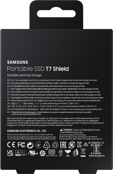 Накопичувач зовнішній SSD 2.5" USB 1.0TB Samsung T7 Shield Black (MU-PE1T0S/EU) MU-PE1T0S/EU фото