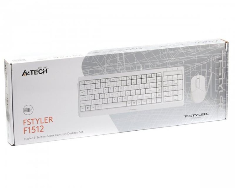 Комплект (клавіатура, мишка) A4Tech F1512 White USB F1512 (White) фото