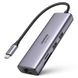 Концентратор USB Type-C Ugreen CM512 2xUSB 3.0 + HDMI + RJ45 1000M Ethernet + Cardreader, Gray (60515) 60515 фото 1