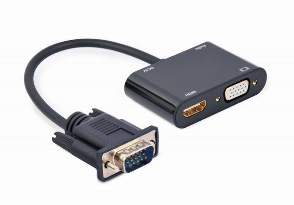 Адаптер Cablexpert VGA - HDMI+VGA (M/F), 0.15 м, Black (A-VGA-HDMI-02) A-VGA-HDMI-02 фото