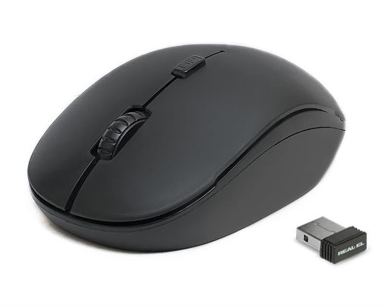 Мишка бездротова REAL-EL RM-301 Wireless Black USB EL123200022 фото