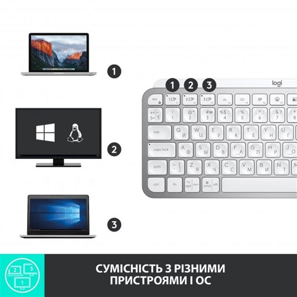 Клавіатура бездротова Logitech MX Keys Mini For Business Pale Gray (920-010609) 920-010609 фото