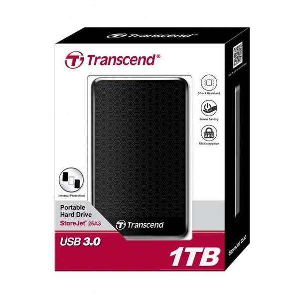 Накопичувач зовнiшнiй 2.5" USB 1.0TB Transcend StoreJet (TS1TSJ25A3K) TS1TSJ25A3K фото