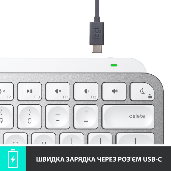 Клавіатура бездротова Logitech MX Keys Mini For Mac Minimalist Wireless Illuminated Pale Grey (920-010526) 920-010526 фото