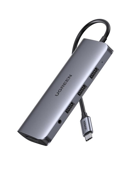 Концентратор USB Type-C Ugreen CM179 3xUSB 3.0 + HDMI + VGA + RJ45 1000M Ethernet + Cardreader + 3.5 мм, Gray (80133) 80133 фото