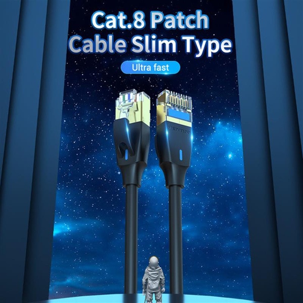 Патч-корд Vention CAT 8 SFTP Ethernet Slim Type, 2 m, Black (IKIBH) IKIBH фото