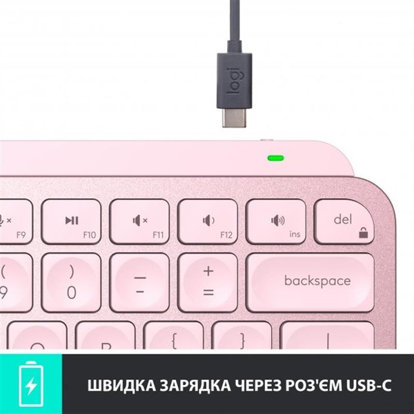 Клавіатура бездротова Logitech MX Keys Mini Wireless Illuminated UA Rose (920-010500) 920-010500 фото