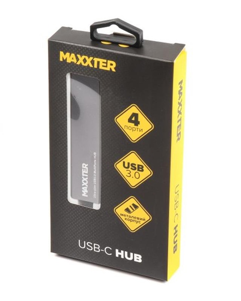 Концентратор USB Type-C Maxxter 4хUSB3.0 Dark Grey (HU3C-4P-02) HU3C-4P-02 фото