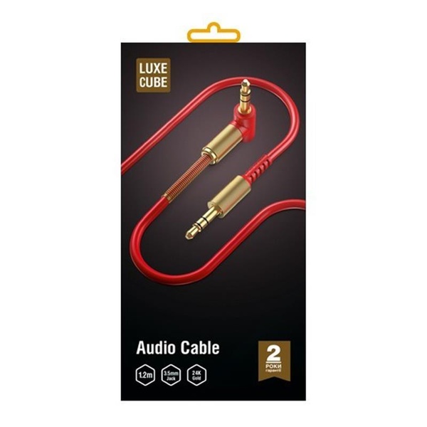 Аудіо-кабель Luxe Cube AUX Spring 1.2м, червоний (8886668686198) 8886668686198 фото