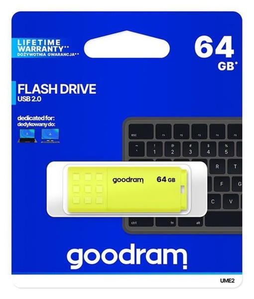 Флеш-накопичувач USB 64GB GOODRAM UME2 Yellow (UME2-0640Y0R11) UME2-0640Y0R11 фото
