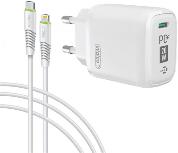Мережевий зарядний пристрій Intaleo TCGQPD120L (1USBx3A) White (1283126510007) + кабель Lightning 1283126510007 фото