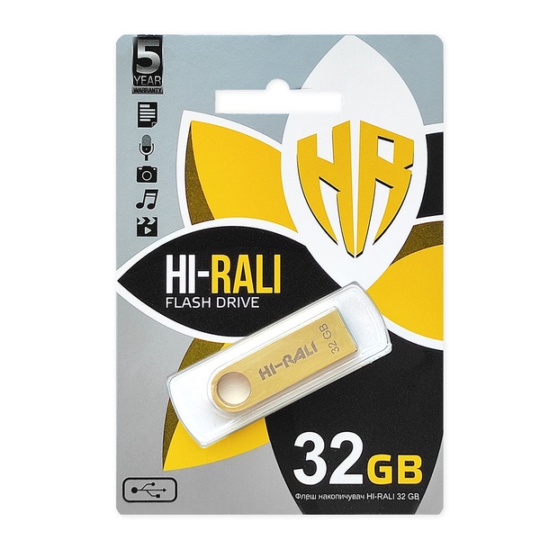 Флеш-накопичувач USB 32GB Hi-Rali Shuttle Series Gold (HI-32GBSHGD) HI-32GBSHGD фото