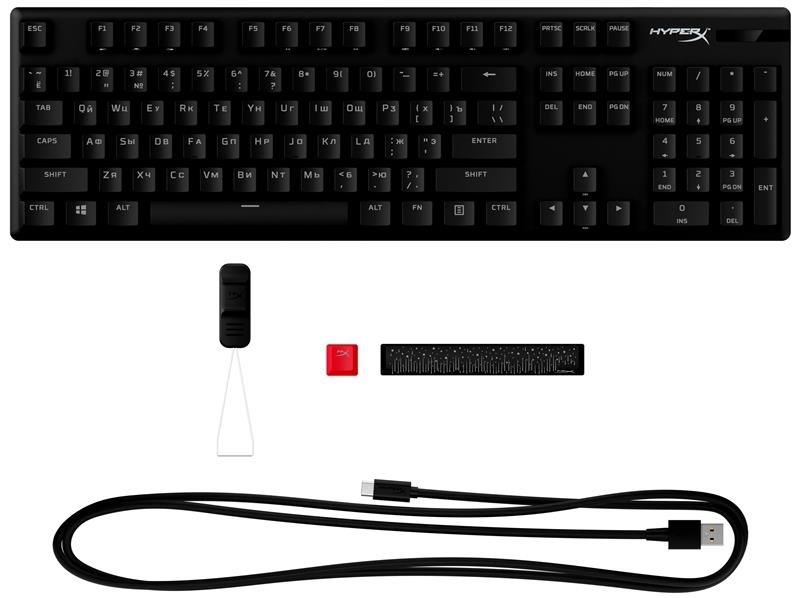 Клавіатура HyperX Alloy Origins Red RGB PBT ENG/RU Black (639N3AA) USB 639N3AA фото