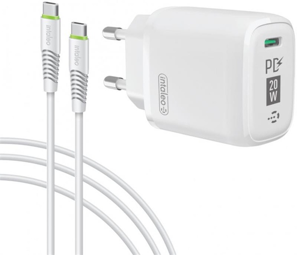 Мережевий зарядний пристрій Intaleo TCGQPD120T (1USBx3A) White (1283126509988) + кабель USB Type С 1283126509988 фото