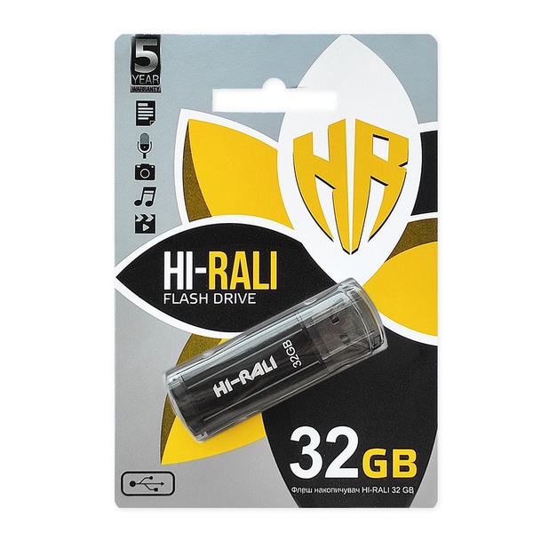 Флеш-накопичувач USB 32GB Hi-Rali Stark Series Black (HI-32GBSTBK) HI-32GBSTBK фото