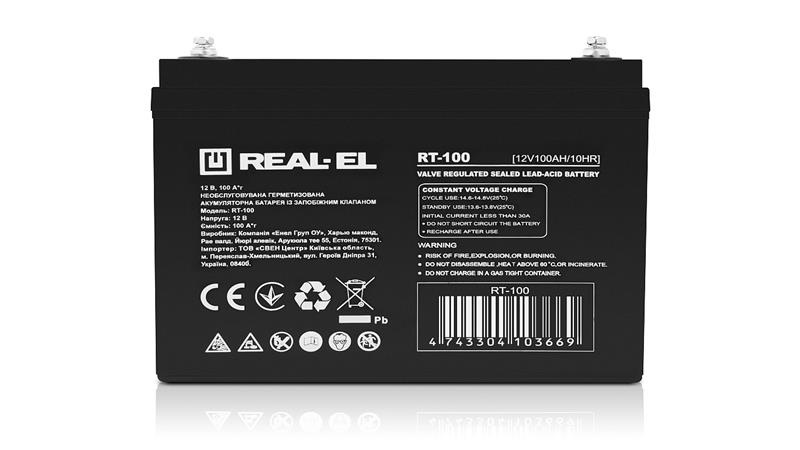 Акумуляторна батарея REAL-EL 12V 100AH (EL122200001) AGM EL122200001 фото