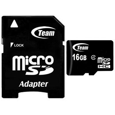 Карта пам`ятi MicroSDHC 16GB Class 4 Team + SD-adapter (TUSDH16GCL403) TUSDH16GCL403 фото