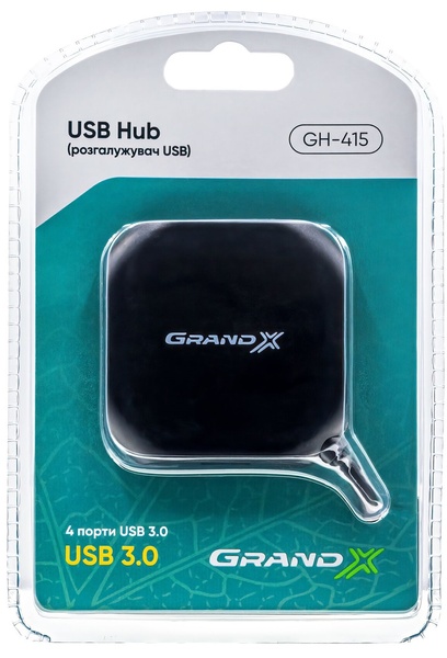 Концентратор USB3.0 Grand-X GH-415 Black 4хUSB3.0 GH-415 фото