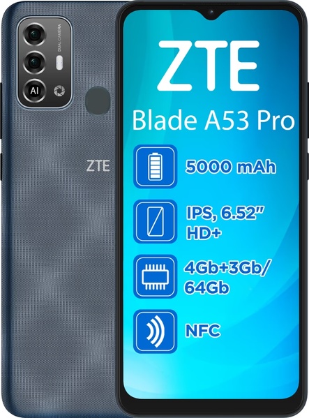 Смартфон ZTE Blade A53 Pro 4/64GB Dual Sim Blue Blade A53 Pro 4/64GB Blue фото