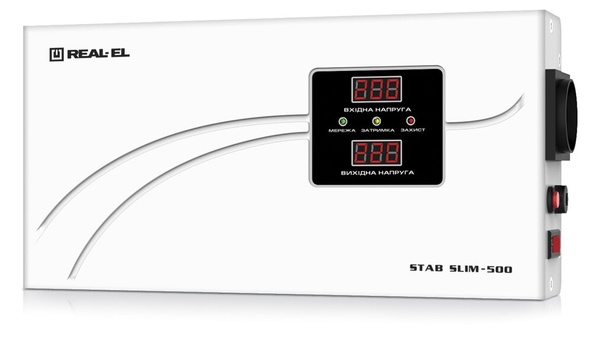Стабілізатор REAL-EL STAB SLIM-500 White EL122400006 фото